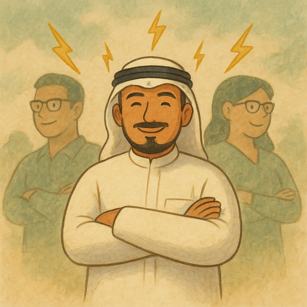 رجل سعودي بالزي التقليدي مع مستشارين ماليين